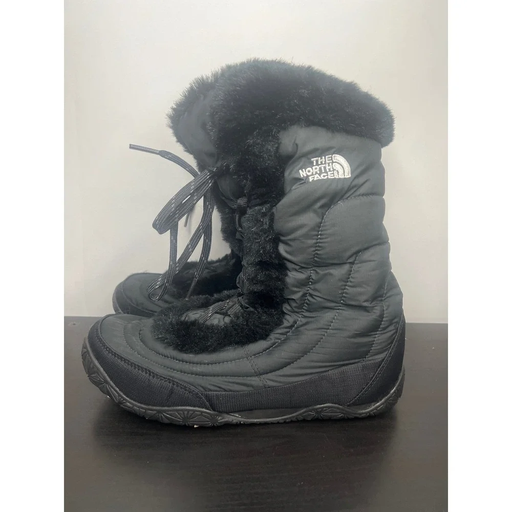 The North Face Nuptse Purna Boots Black‎ Goose Down Faux Fur Winter Snow Size 9